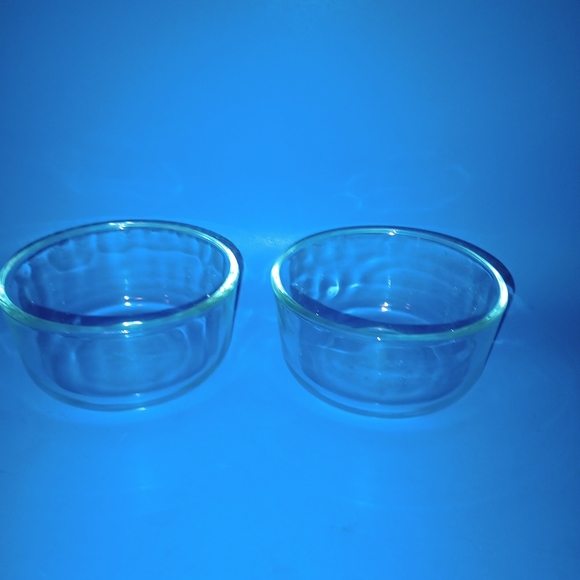 Pyrex 7200 2 Cups 470ML Blue Tint Clear Glass Mixing Bowl Set Of 2 USA No Lids - Picture 1 of 9